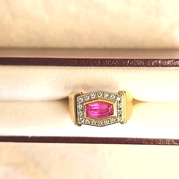Pink Sapphire and Diamond Ladies Ring - Size 6 - Picture 4 of 10